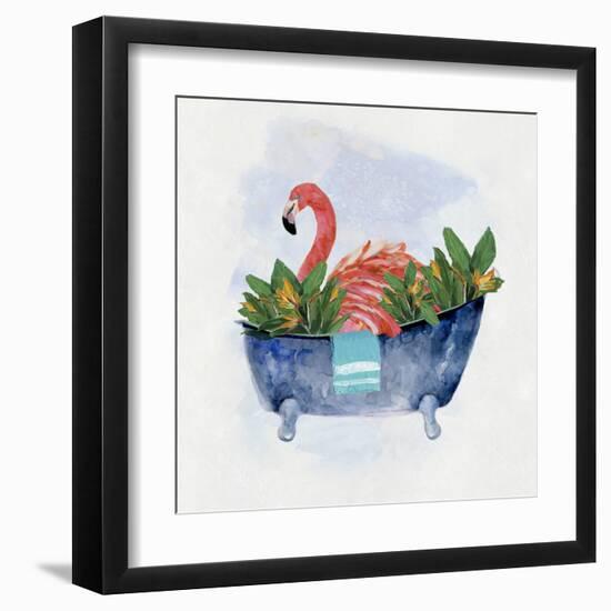 Tropical Bath Flamingo II-Sally Swatland-Framed Art Print