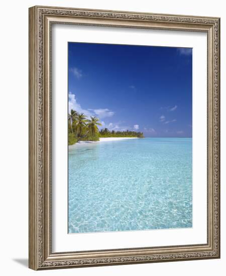 Tropical Beach and Lagoon, Maldives, Indian Ocean, Asia-Sakis Papadopoulos-Framed Photographic Print