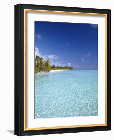 Tropical Beach and Lagoon, Maldives, Indian Ocean, Asia-Sakis Papadopoulos-Framed Photographic Print
