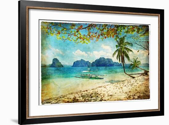 Tropical Beach - Artwork In Painting Style-Maugli-l-Framed Art Print