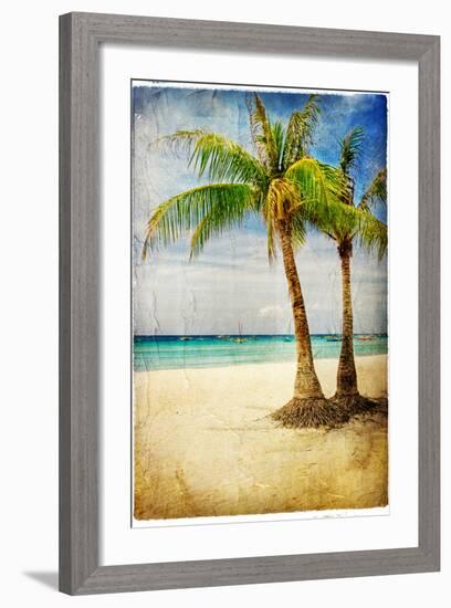 Tropical Beach - Artwork In Painting Style-Maugli-l-Framed Premium Giclee Print