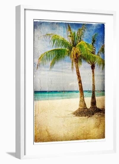 Tropical Beach - Artwork In Painting Style-Maugli-l-Framed Premium Giclee Print