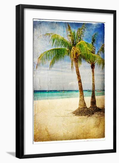 Tropical Beach - Artwork In Painting Style-Maugli-l-Framed Premium Giclee Print