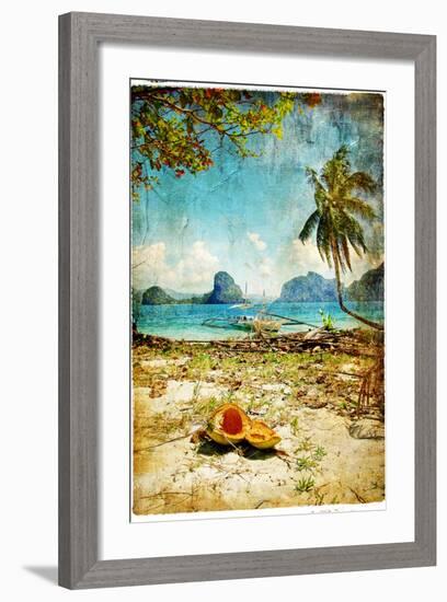 Tropical Beach - Artwork In Painting Style-Maugli-l-Framed Art Print