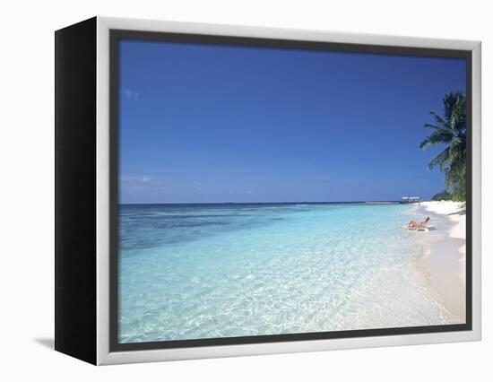 Tropical Beach at Maldives, Indian Ocean-Jon Arnold-Framed Premier Image Canvas