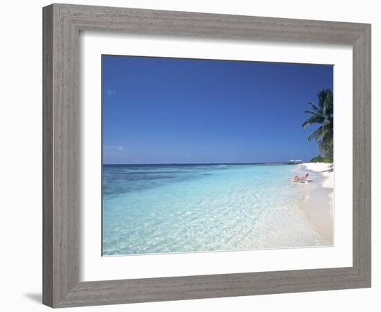 Tropical Beach at Maldives, Indian Ocean-Jon Arnold-Framed Photographic Print