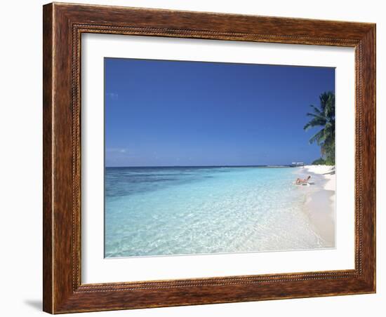 Tropical Beach at Maldives, Indian Ocean-Jon Arnold-Framed Photographic Print