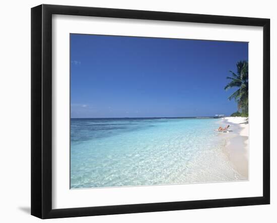 Tropical Beach at Maldives, Indian Ocean-Jon Arnold-Framed Photographic Print