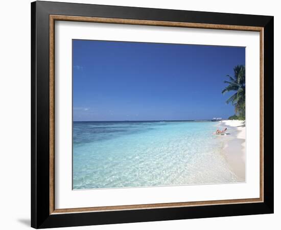 Tropical Beach at Maldives, Indian Ocean-Jon Arnold-Framed Photographic Print