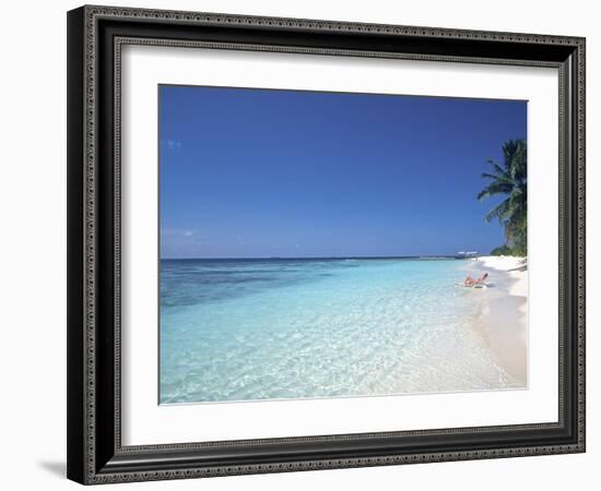 Tropical Beach at Maldives, Indian Ocean-Jon Arnold-Framed Photographic Print