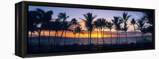 Tropical beach at sunset, Maui, Hawaii, USA-null-Framed Premier Image Canvas