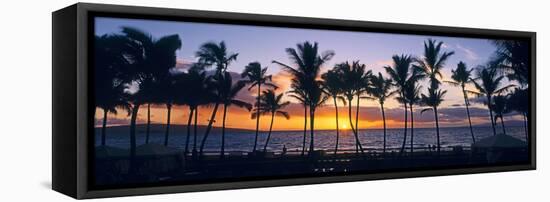 Tropical beach at sunset, Maui, Hawaii, USA-null-Framed Premier Image Canvas