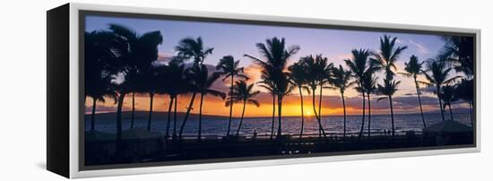 Tropical beach at sunset, Maui, Hawaii, USA-null-Framed Premier Image Canvas