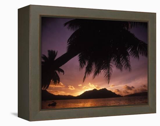 Tropical Beach at Sunset, the Seychelles-Mitch Diamond-Framed Premier Image Canvas