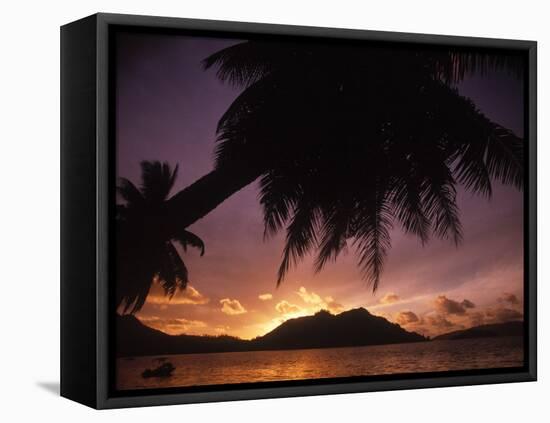 Tropical Beach at Sunset, the Seychelles-Mitch Diamond-Framed Premier Image Canvas