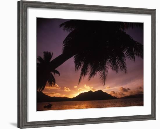 Tropical Beach at Sunset, the Seychelles-Mitch Diamond-Framed Photographic Print