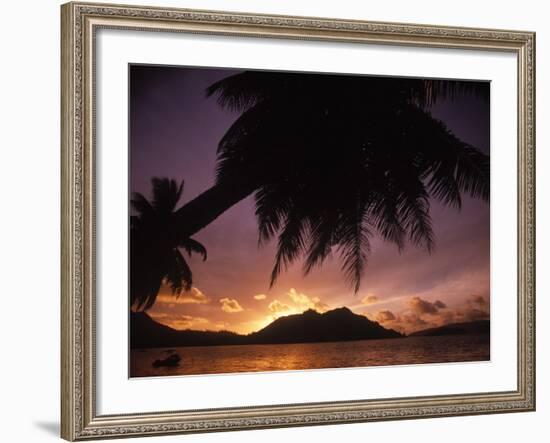 Tropical Beach at Sunset, the Seychelles-Mitch Diamond-Framed Photographic Print