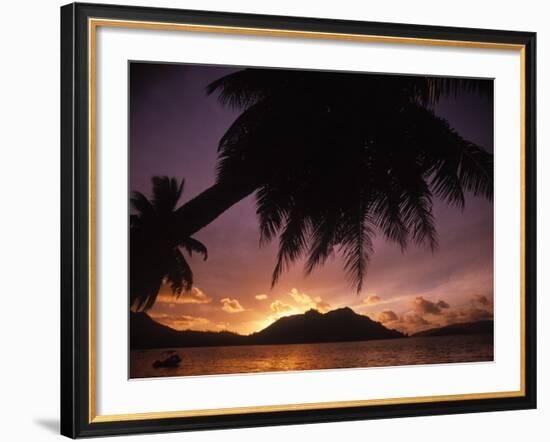 Tropical Beach at Sunset, the Seychelles-Mitch Diamond-Framed Photographic Print