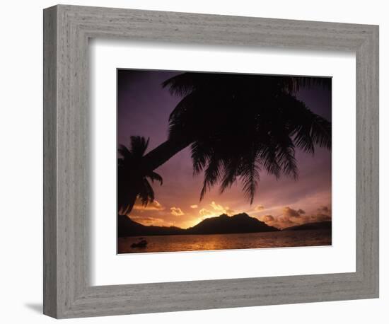 Tropical Beach at Sunset, the Seychelles-Mitch Diamond-Framed Photographic Print