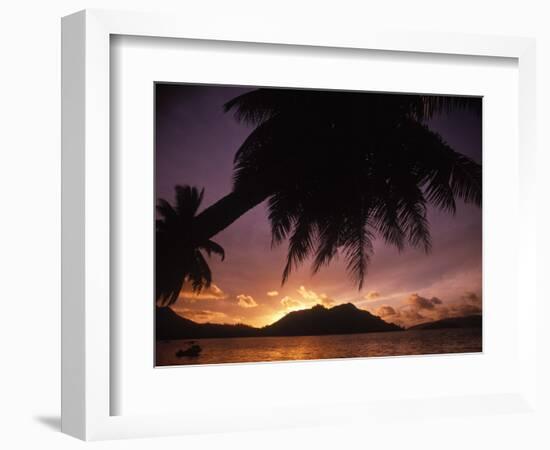 Tropical Beach at Sunset, the Seychelles-Mitch Diamond-Framed Photographic Print