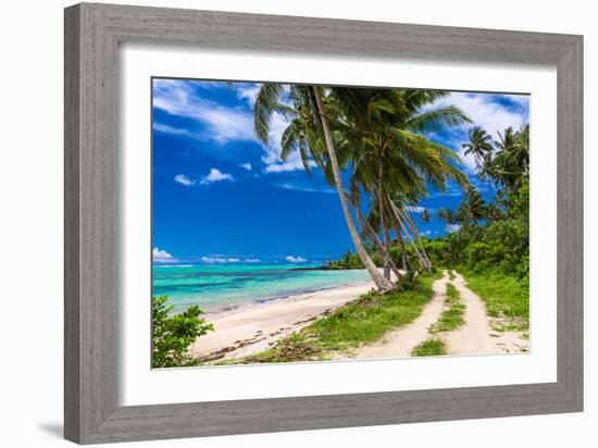 Tropical Beach on Samoa Island with Palm Trees and Dirt Road-Martin Valigursky-Framed Photographic Print