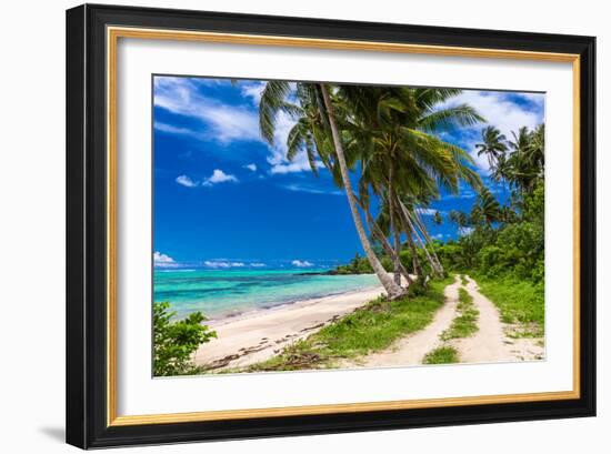 Tropical Beach on Samoa Island with Palm Trees and Dirt Road-Martin Valigursky-Framed Photographic Print