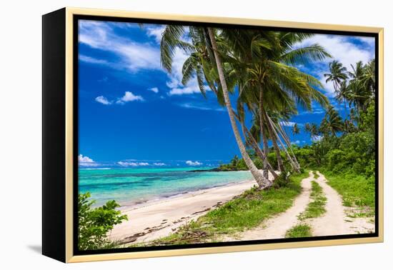 Tropical Beach on Samoa Island with Palm Trees and Dirt Road-Martin Valigursky-Framed Premier Image Canvas