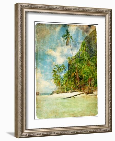 Tropical Beach -Retro Styled Picture-Maugli-l-Framed Art Print