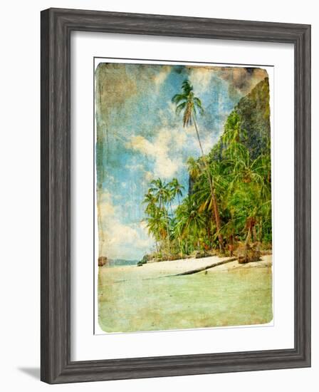 Tropical Beach -Retro Styled Picture-Maugli-l-Framed Art Print