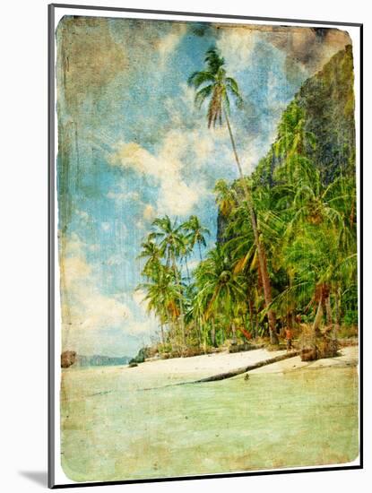 Tropical Beach -Retro Styled Picture-Maugli-l-Mounted Art Print