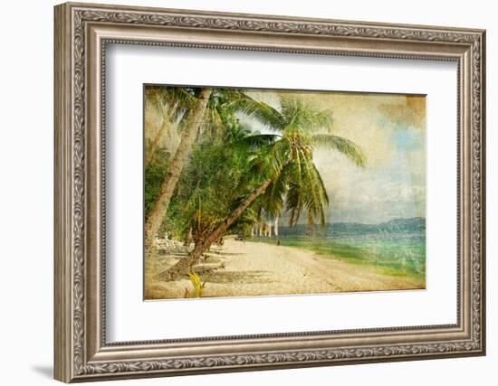 Tropical Beach -Retro Styled Picture-Maugli-l-Framed Photographic Print