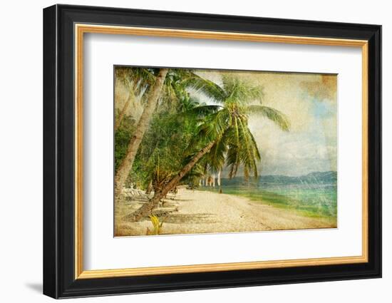 Tropical Beach -Retro Styled Picture-Maugli-l-Framed Photographic Print