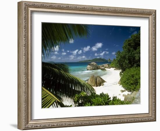 Tropical Beach Scene, Anse Patates, La Digue, Seychelles-Lee Frost-Framed Photographic Print