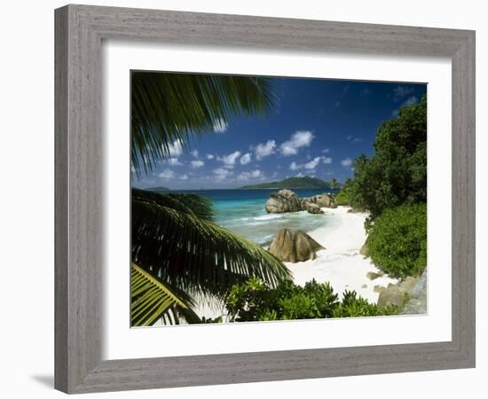 Tropical Beach Scene, Anse Patates, La Digue, Seychelles-Lee Frost-Framed Photographic Print