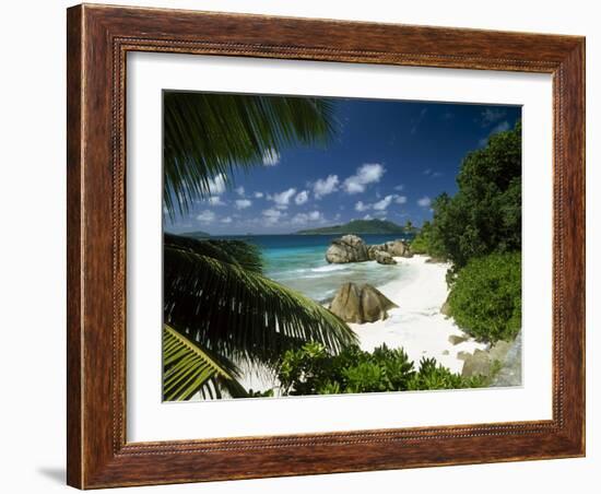 Tropical Beach Scene, Anse Patates, La Digue, Seychelles-Lee Frost-Framed Photographic Print