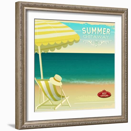 Tropical Beach Summer Poster-LanaN.-Framed Art Print