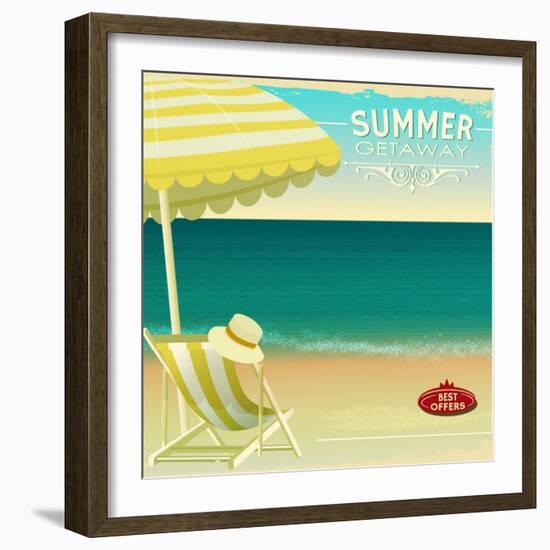 Tropical Beach Summer Poster-LanaN.-Framed Art Print