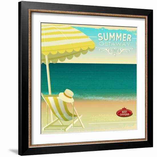 Tropical Beach Summer Poster-LanaN.-Framed Art Print