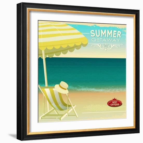 Tropical Beach Summer Poster-LanaN.-Framed Art Print