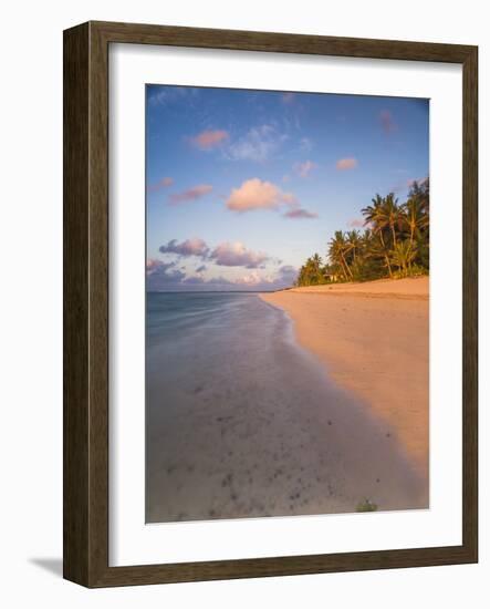 Tropical Beach with Palm Trees at Sunrise, Rarotonga, Cook Islands, South Pacific, Pacific-Matthew Williams-Ellis-Framed Photographic Print