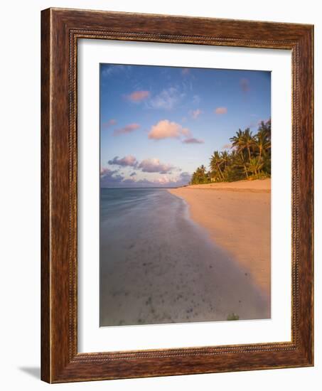 Tropical Beach with Palm Trees at Sunrise, Rarotonga, Cook Islands, South Pacific, Pacific-Matthew Williams-Ellis-Framed Photographic Print