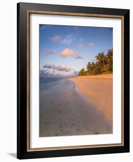 Tropical Beach with Palm Trees at Sunrise, Rarotonga, Cook Islands, South Pacific, Pacific-Matthew Williams-Ellis-Framed Photographic Print