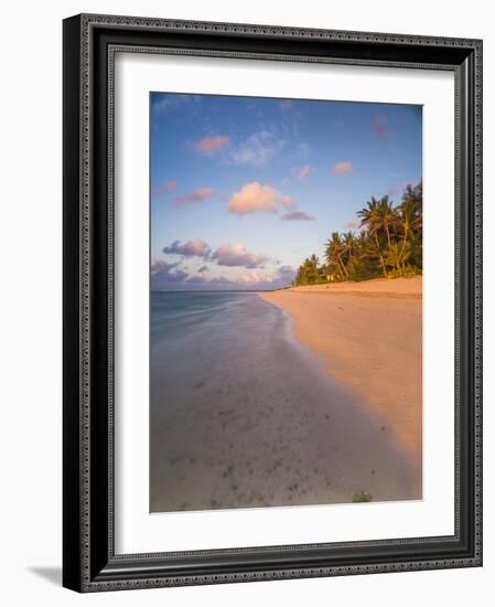 Tropical Beach with Palm Trees at Sunrise, Rarotonga, Cook Islands, South Pacific, Pacific-Matthew Williams-Ellis-Framed Photographic Print