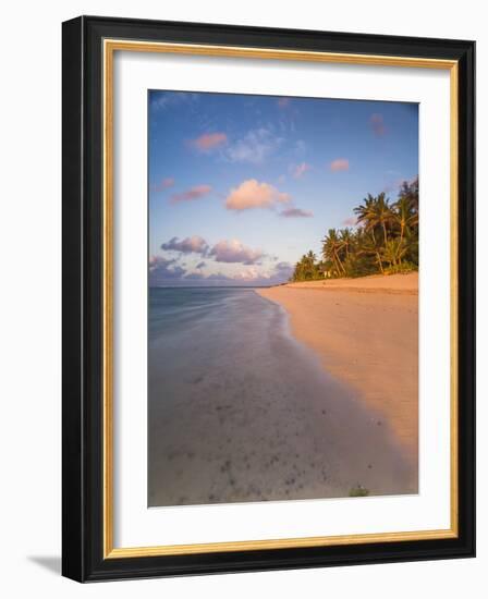 Tropical Beach with Palm Trees at Sunrise, Rarotonga, Cook Islands, South Pacific, Pacific-Matthew Williams-Ellis-Framed Photographic Print