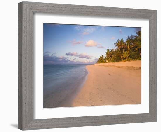 Tropical Beach with Palm Trees at Sunrise, Rarotonga, Cook Islands, South Pacific, Pacific-Matthew Williams-Ellis-Framed Photographic Print