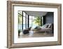 Tropical Bedroom Interior with Double Bed and Seascape View-PlusONE-Framed Photographic Print