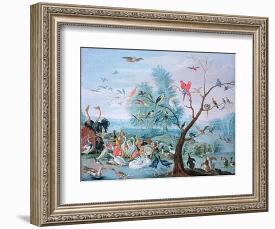 Tropical Birds in a Landscape-Jan van Kessel-Framed Giclee Print