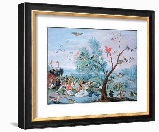 Tropical Birds in a Landscape-Jan van Kessel-Framed Giclee Print