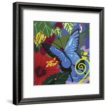 Tropical Blue Butterfly V3-Cindy Wider-Framed Giclee Print