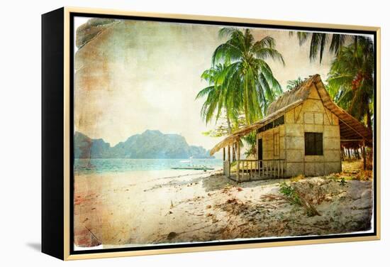 Tropical Bugalow -Retro Styled Picture-Maugli-l-Framed Stretched Canvas